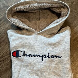 Champion Gray Hoodie with Sherpa Lined Hood
